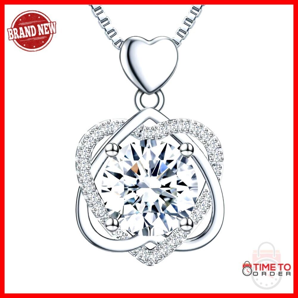 Moissanite Heart Pendant Necklace Sterling Silver Infinity Love Jewelry Gift